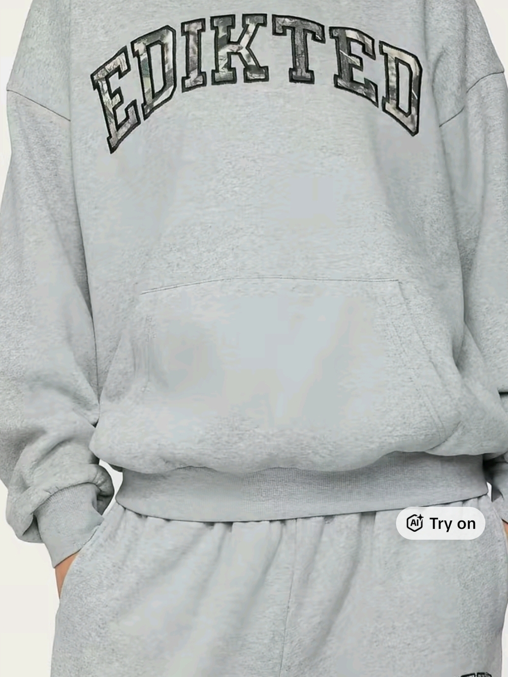 EDIKTED Light Gray Logo Sweatshirt